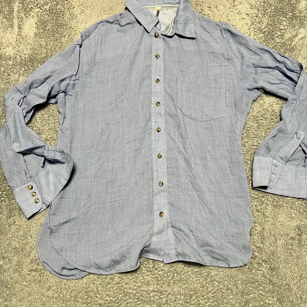 Free People Button Shirt Womens Medium Blue Oversized Lightweight